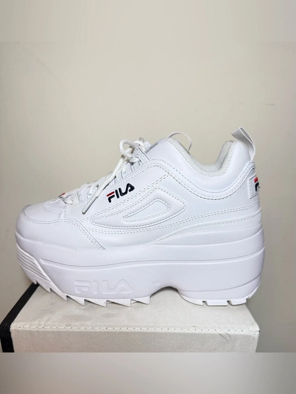 FILA White Platform Disruptor II Wedge Women’s Sneakers